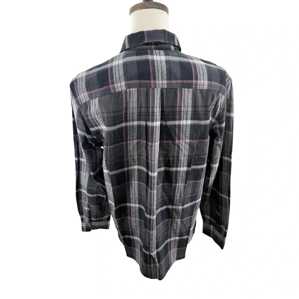 The North‎ Face Mens Plaid Flannel Shirt Long Sleeve Black Grey Purple Large NEW